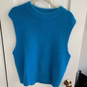 Blue fluffy sweater tank